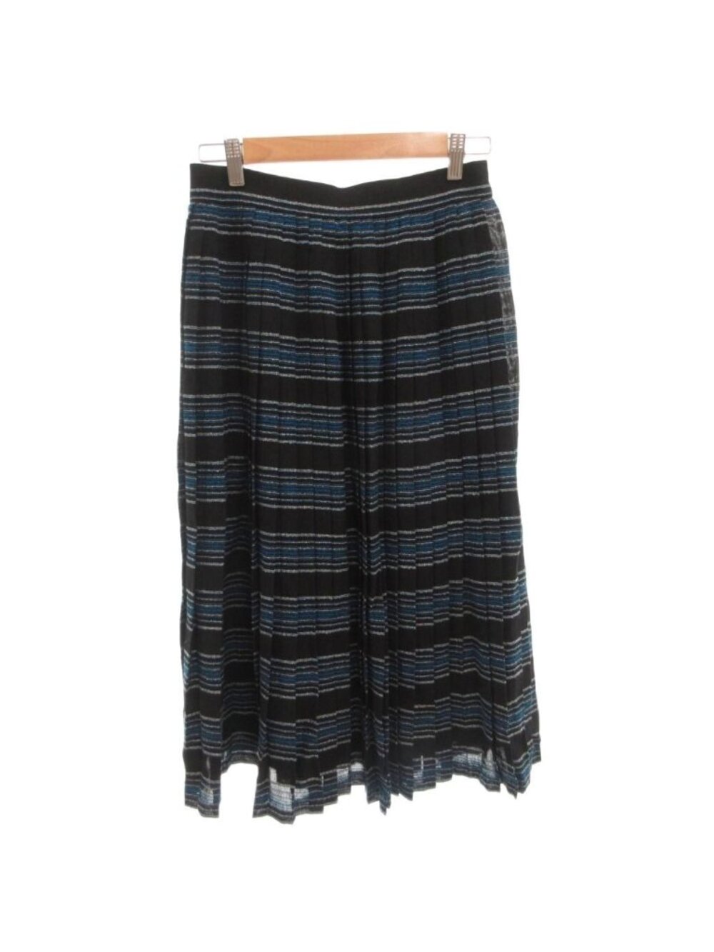 Dior Pleated Skirt Flare Border Long Black L